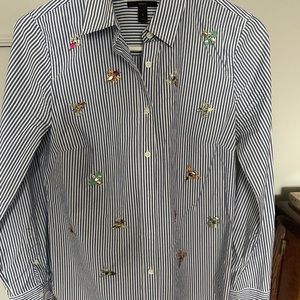 J Crew Cotton blouse with rhinestones